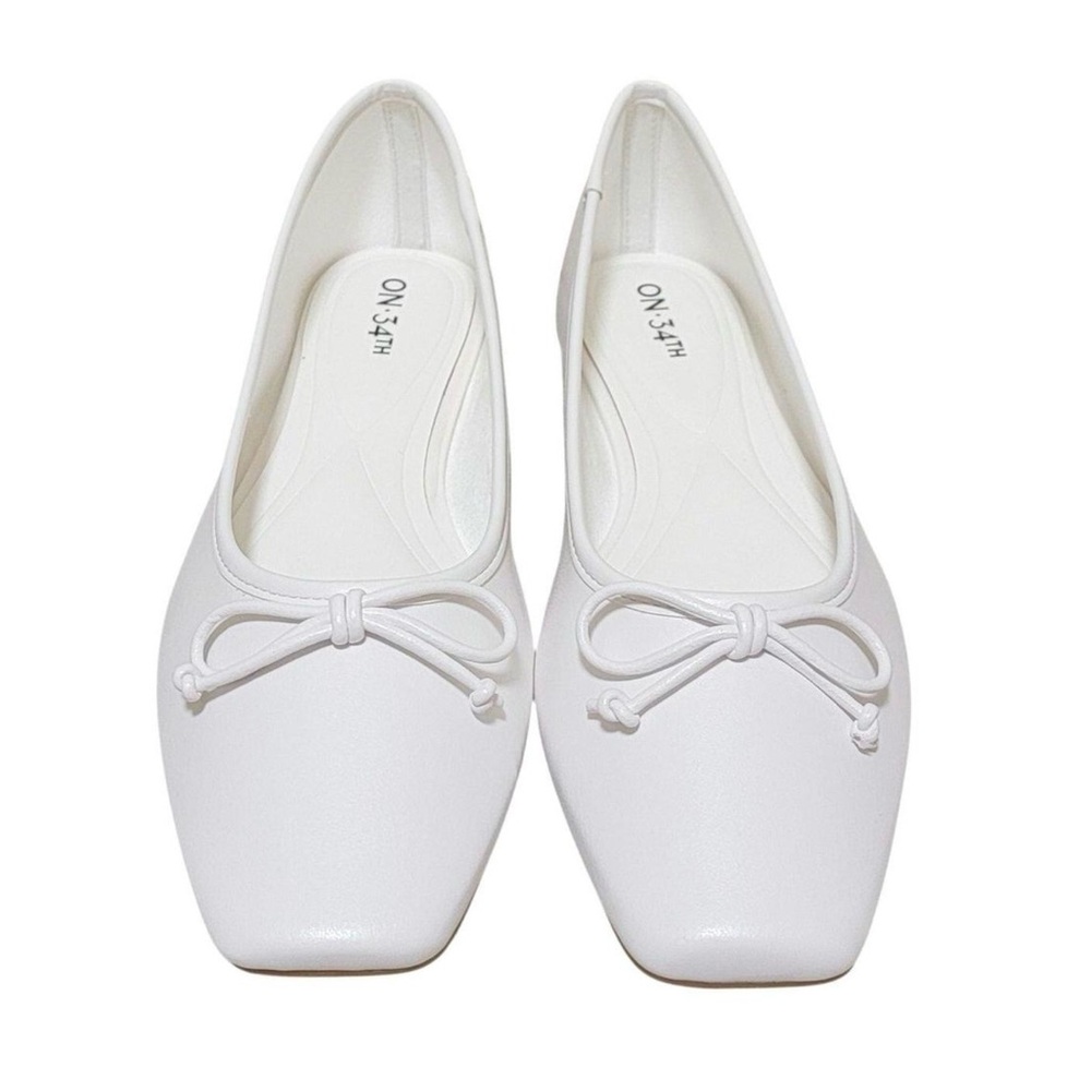 ON 34th Naomi White Square Toe Ballet Flats - Size 7 (NIB)